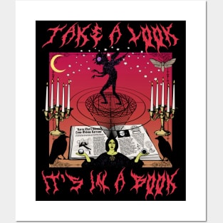 TAKE A LOOK IT'S IN A BOOK Color Version Goth Halloween Metal Font Witchcraft Horror Spooky Cottagecore Cult Posters and Art